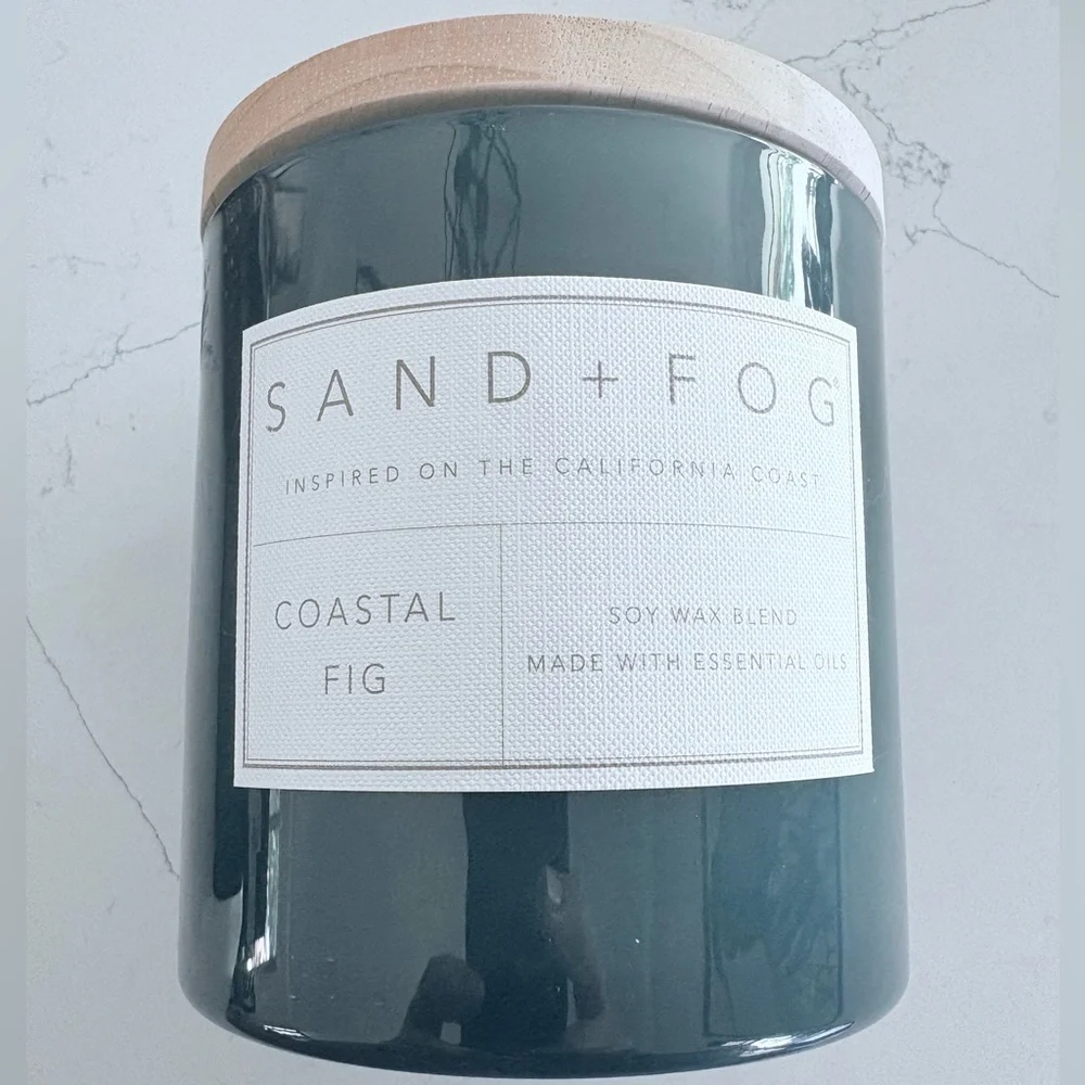 Sand + Fog EXTRA LARGE Soy Coastal Fig Scented Essential Oils Candle 25 oz NWOT